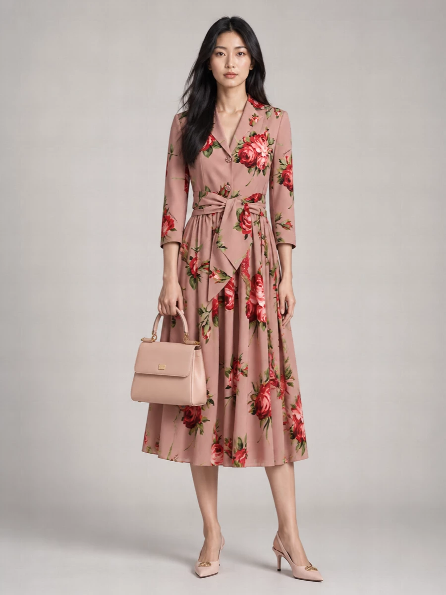 Dolce&Gabbana Silk Floral-Print Cropped Single-Breasted Blazer
