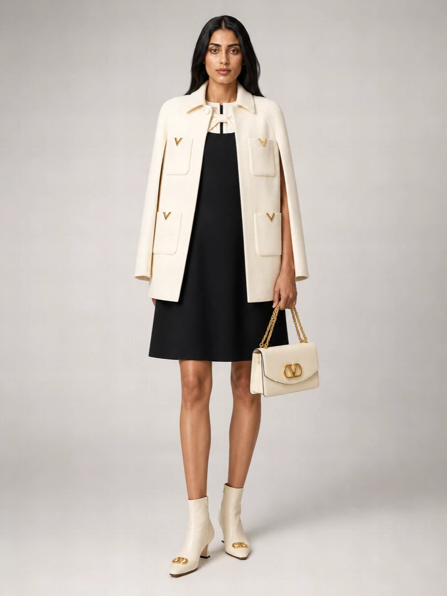 Valentino Garavani Hooded Jacket Collar Design Front Pockets