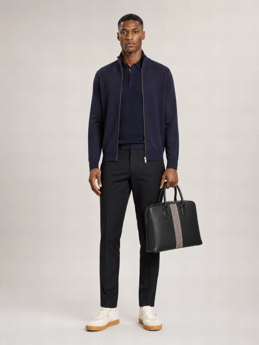 Paul Smith Wool High-Neck Ribbed Zip Cardigan
