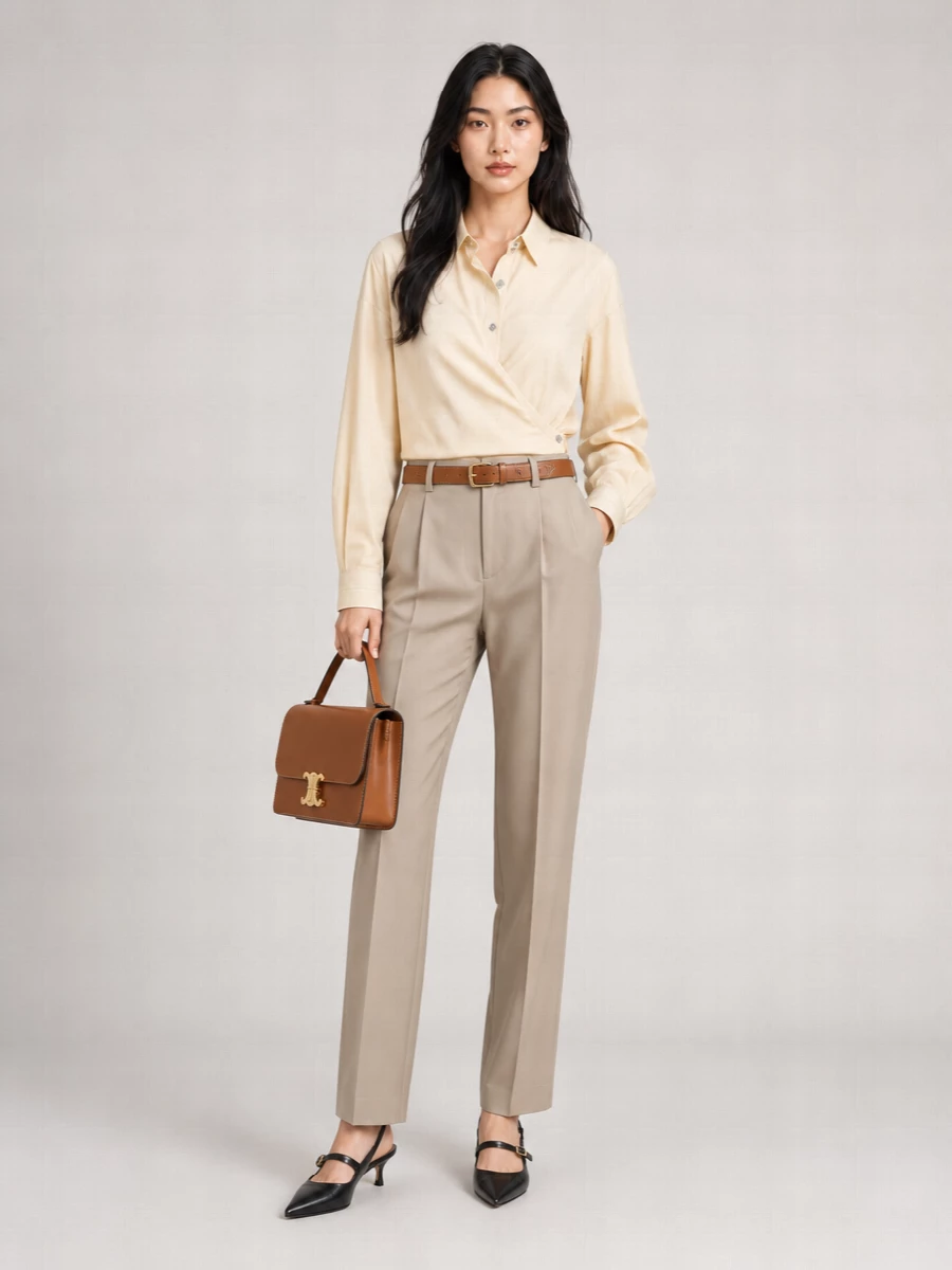 Celine Pleated Wide Leg Tailored Trousers