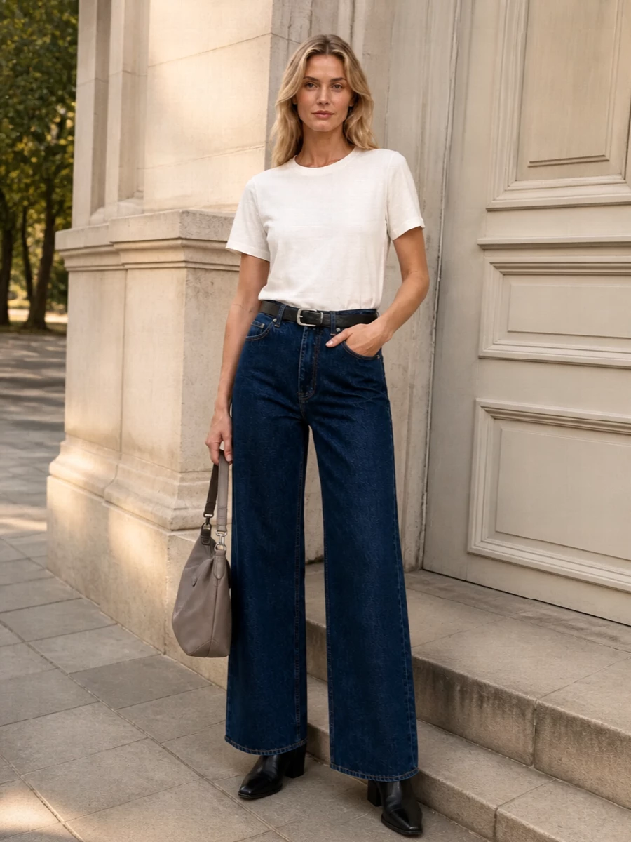 Loulou studio tee wide leg jeans ankle boots