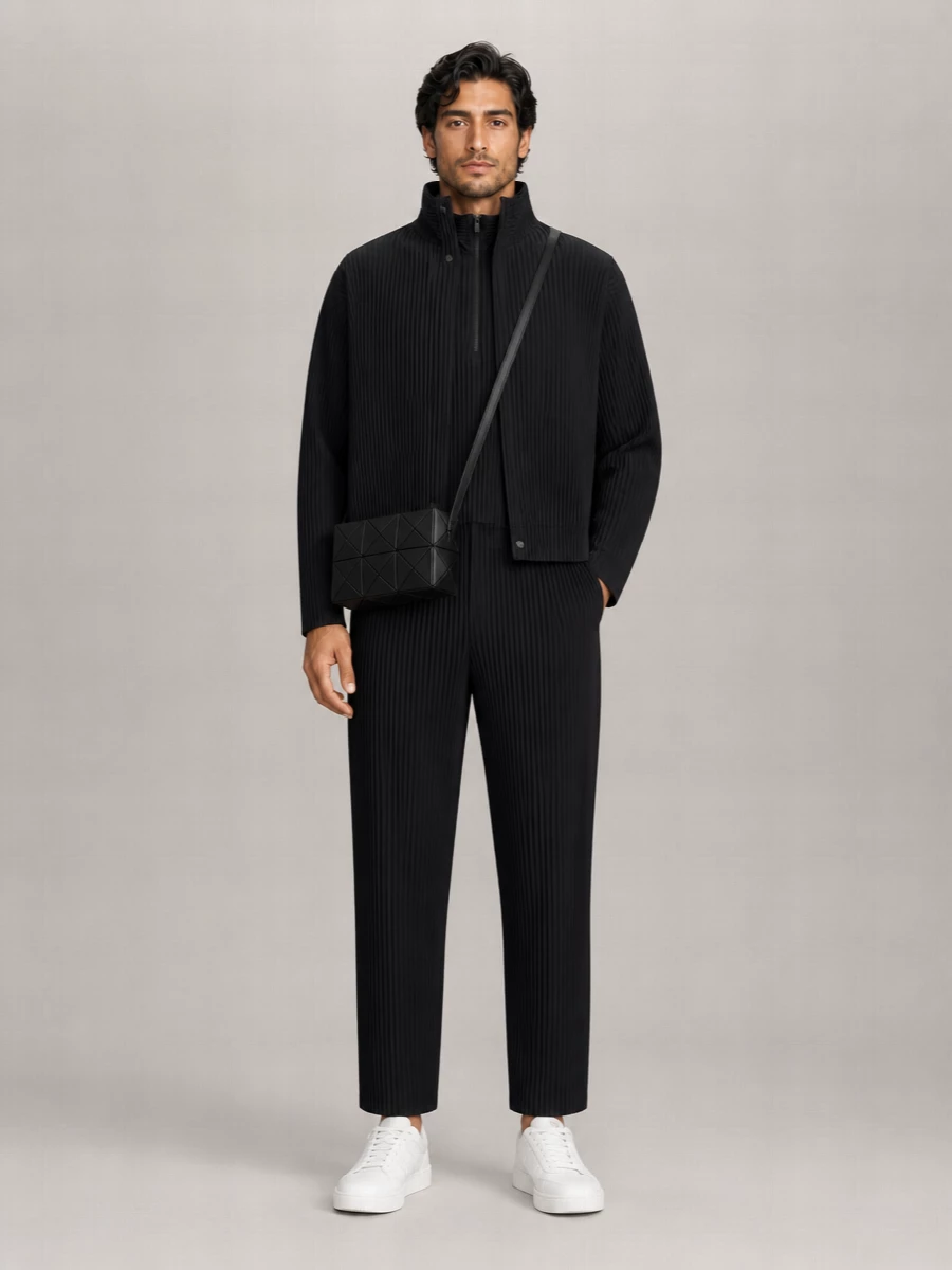 Homme Plisse Issey Miyake pleated high neck padded coat