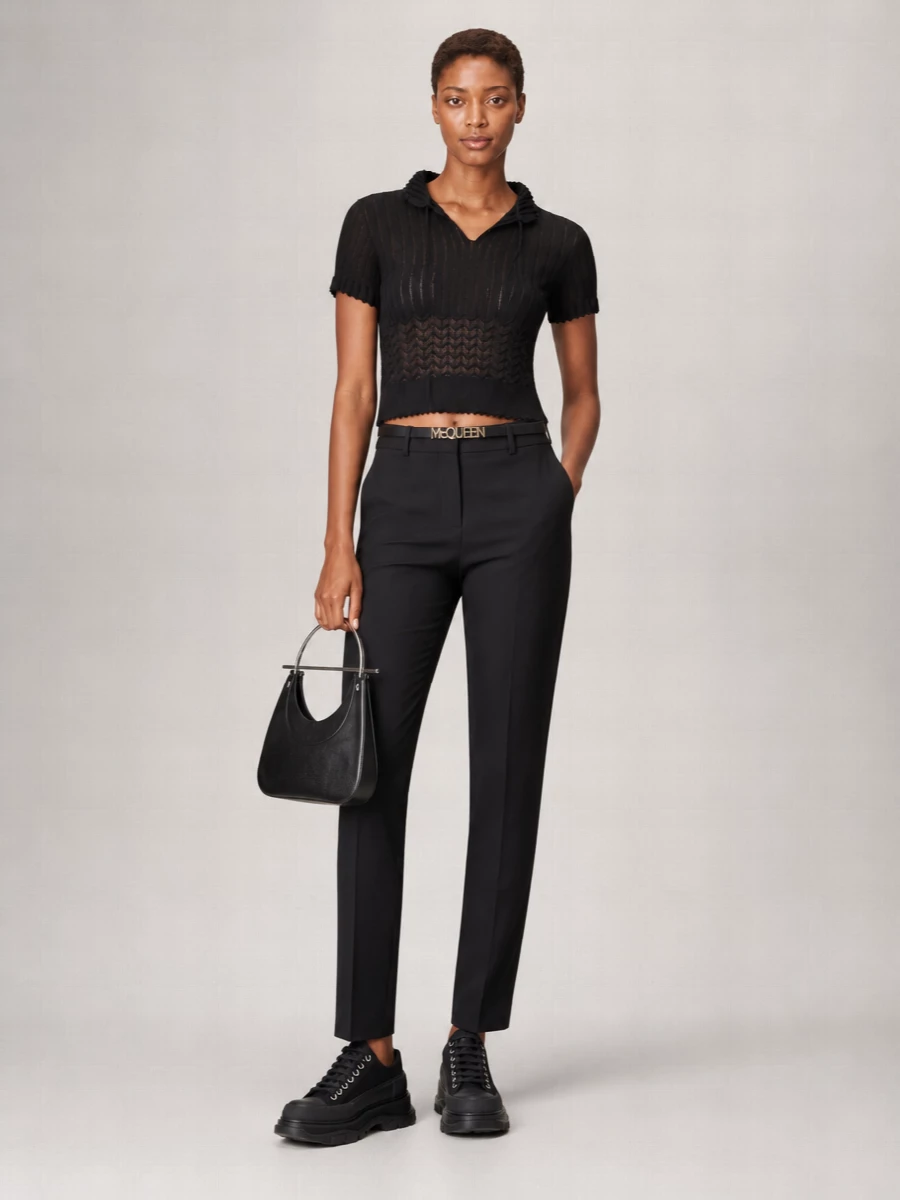 Alexander Mcqueen Open-Knit Short-Sleeve Top