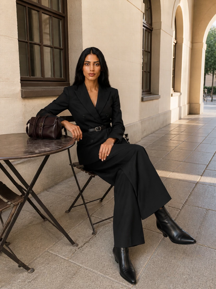 Dries van noten black wide leg trouser blazer