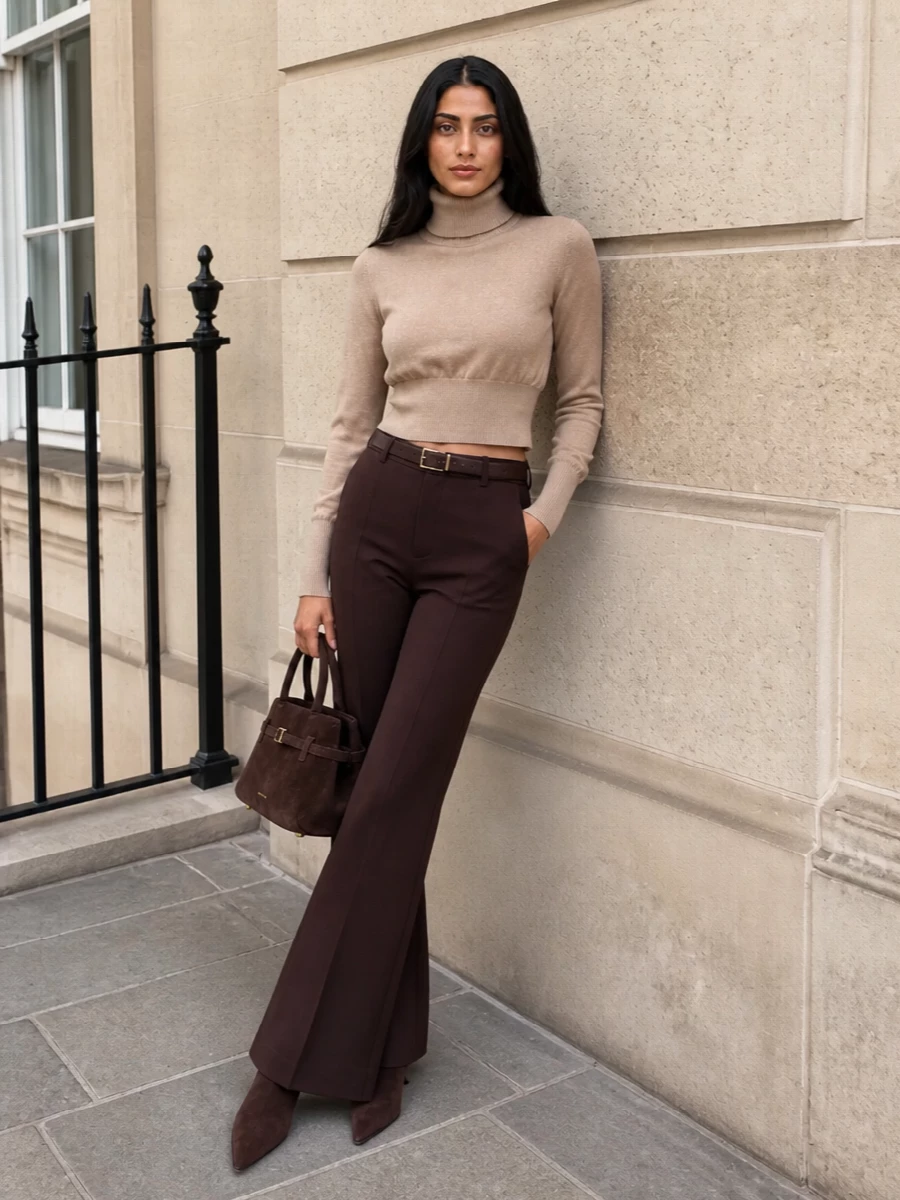 Sportmax brown flares camel knit outfit