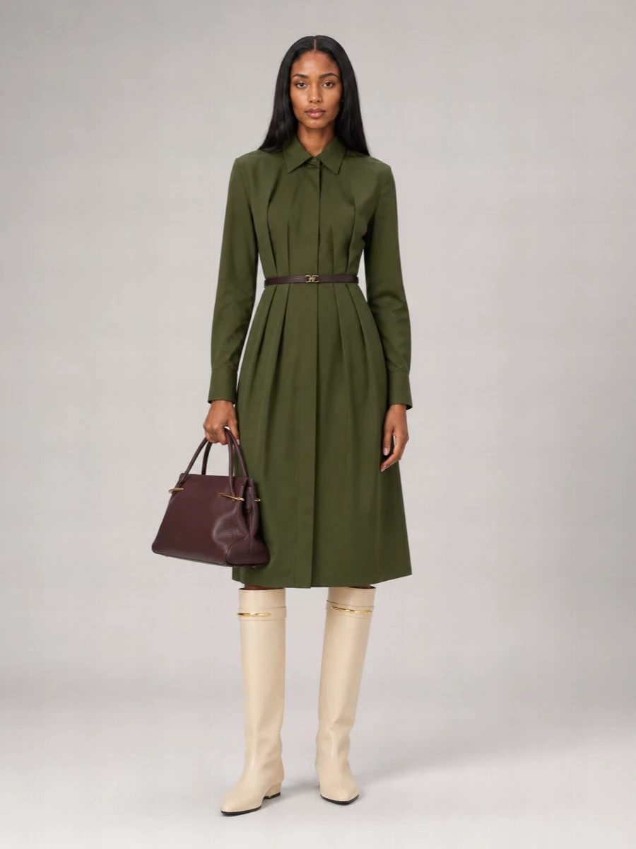 Givenchy Cotton Poplin Long-Sleeve Midi Shirt Dress