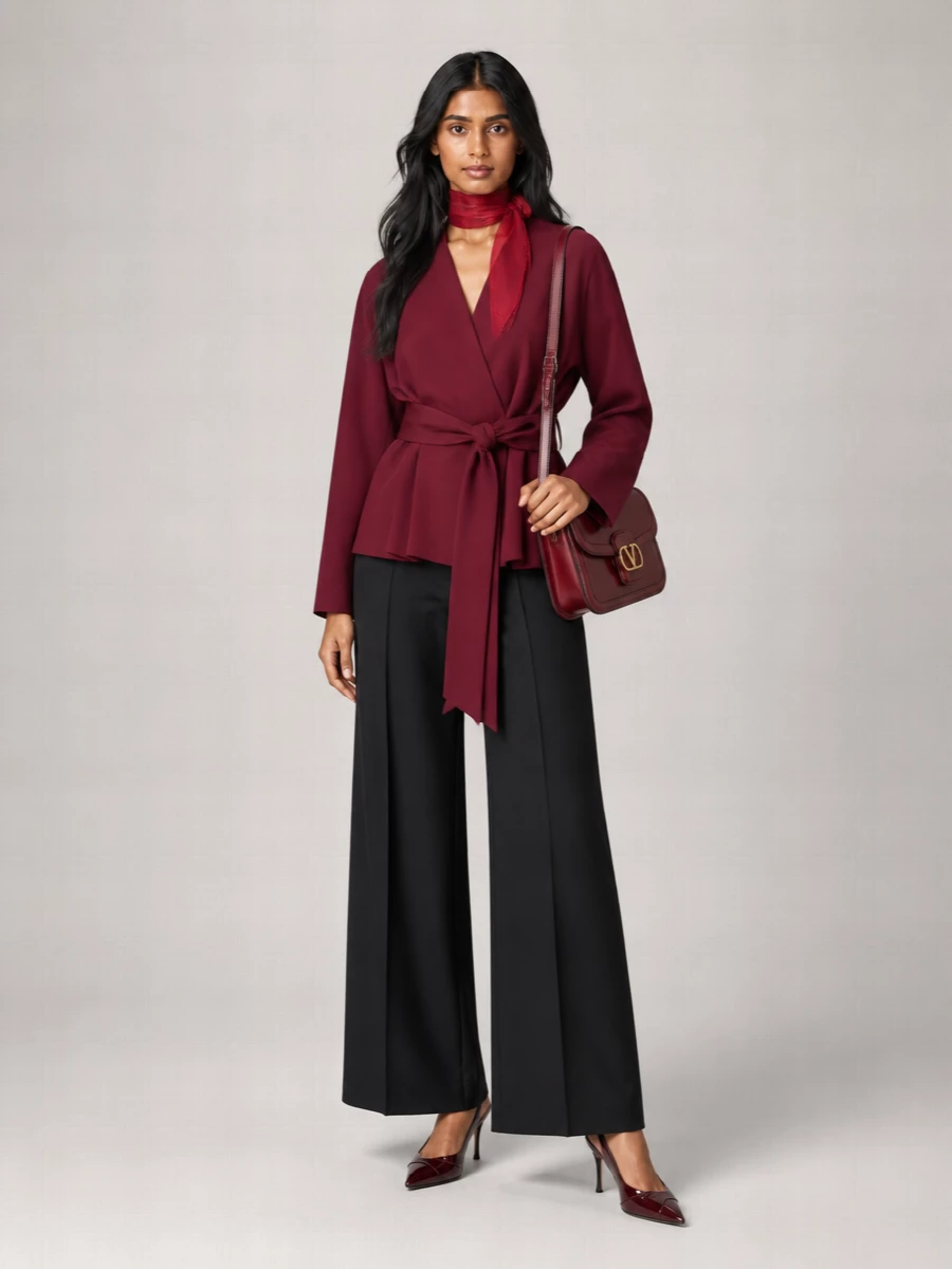 Alberta Ferretti Wrap Cady Suit Jacket
