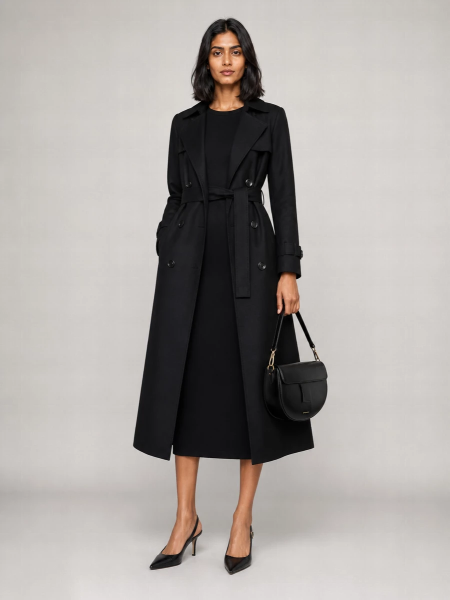 Harris Wharf London Wool Long Trench Coat