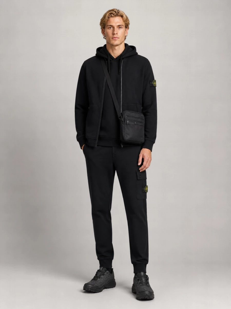 Stone Island Cotton Zip-Up Hooded Jacket