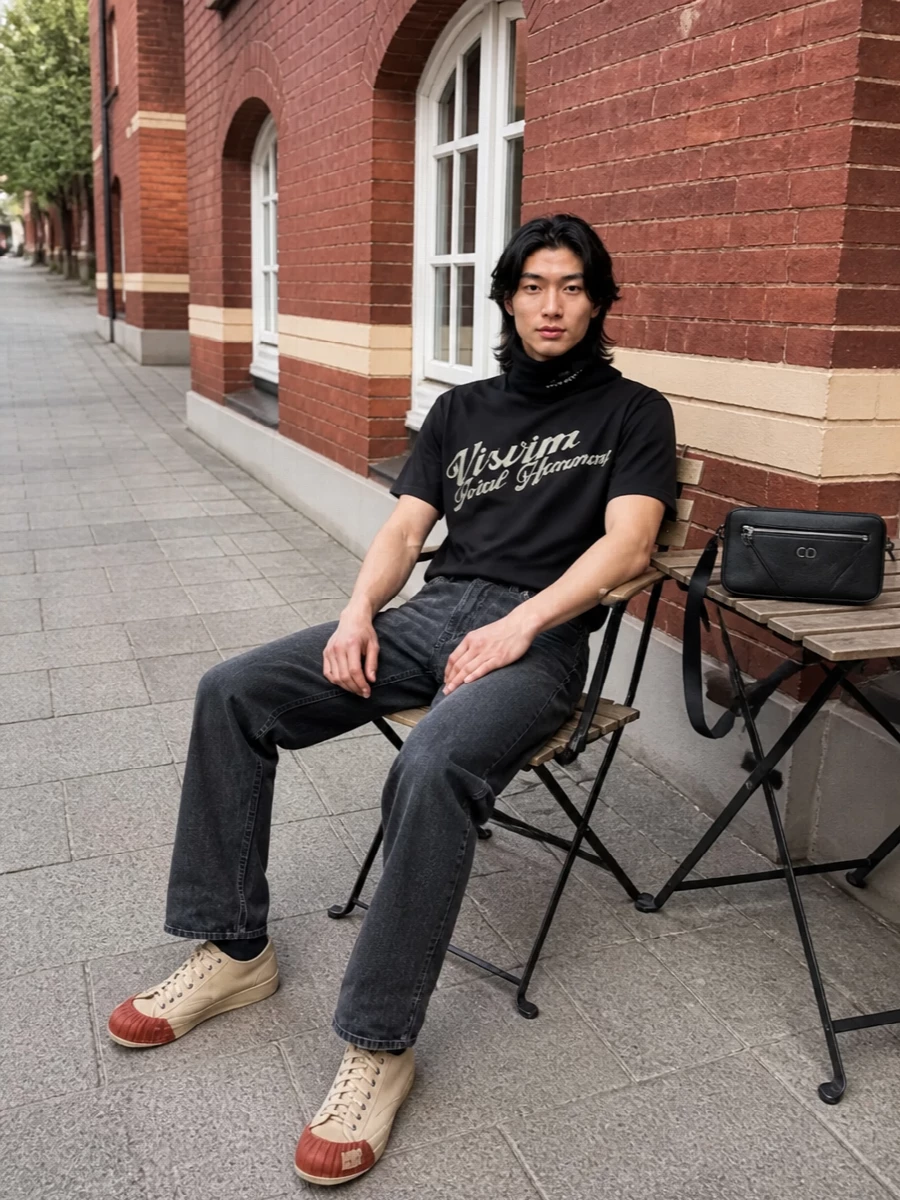 Visvim tee our legacy black jeans hi tops