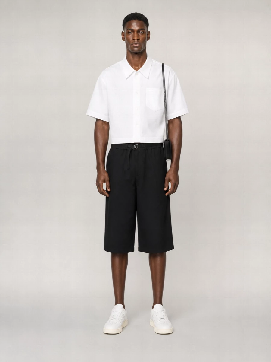 Ami Paris Cotton Loose Bermuda Shorts