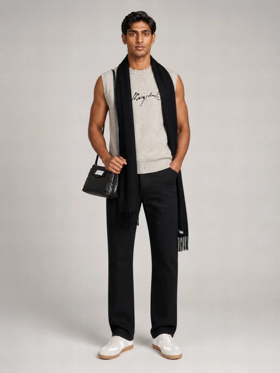 Mm6 Maison Margiela Wool Logo-Print Sleeveless Jumper