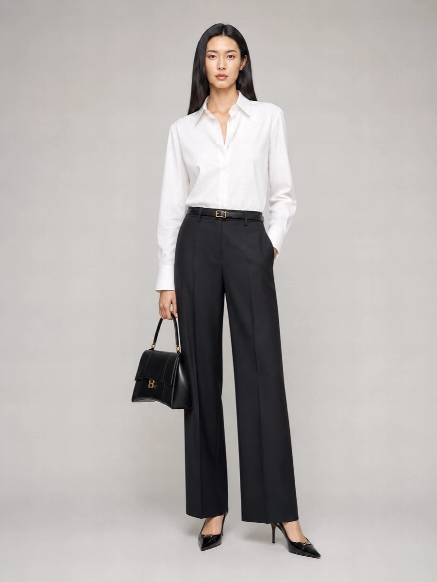 Saint Laurent Silk Pleated Wide-Leg Trousers