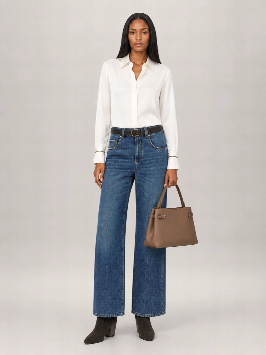 Brunello Cucinelli Cotton Wide-Leg Jeans