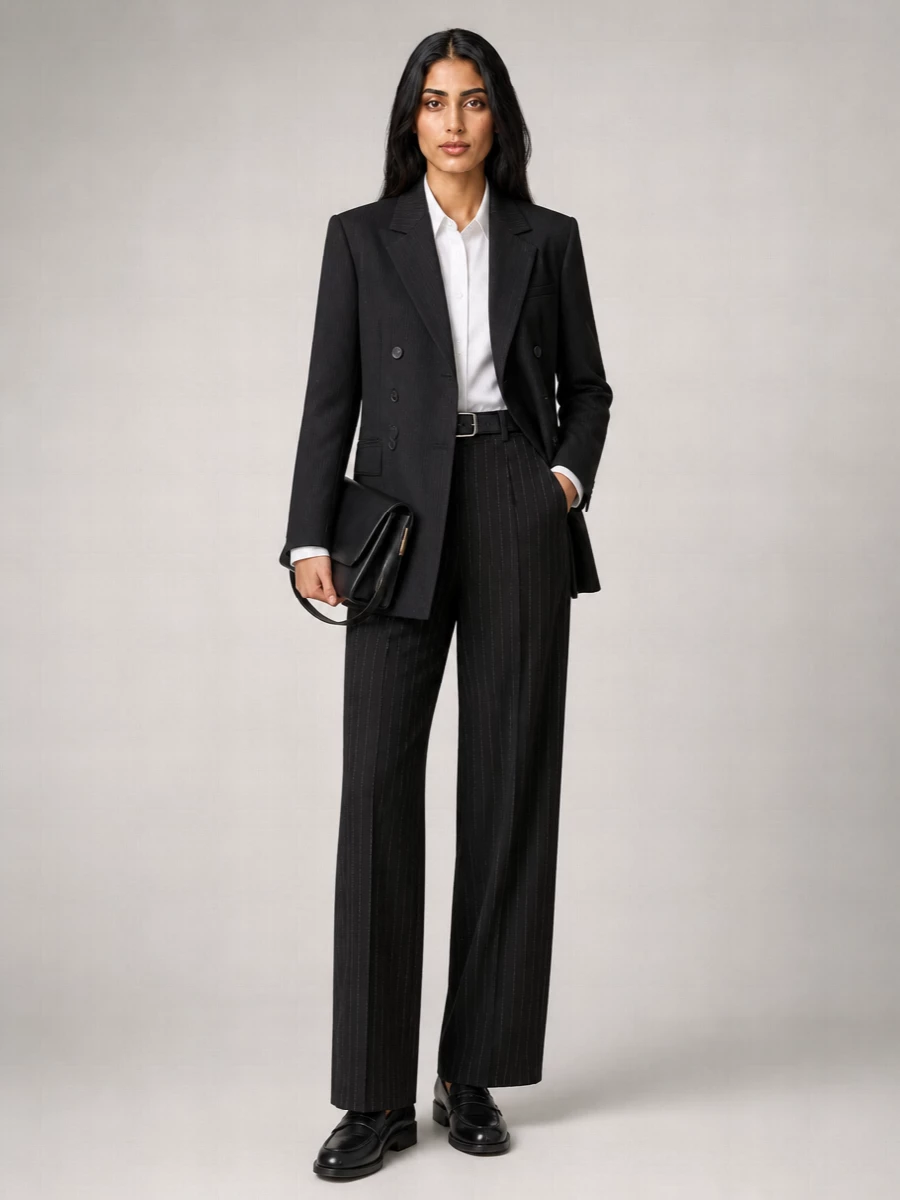 The Frankie Shop pinstripe double-breasted blazer