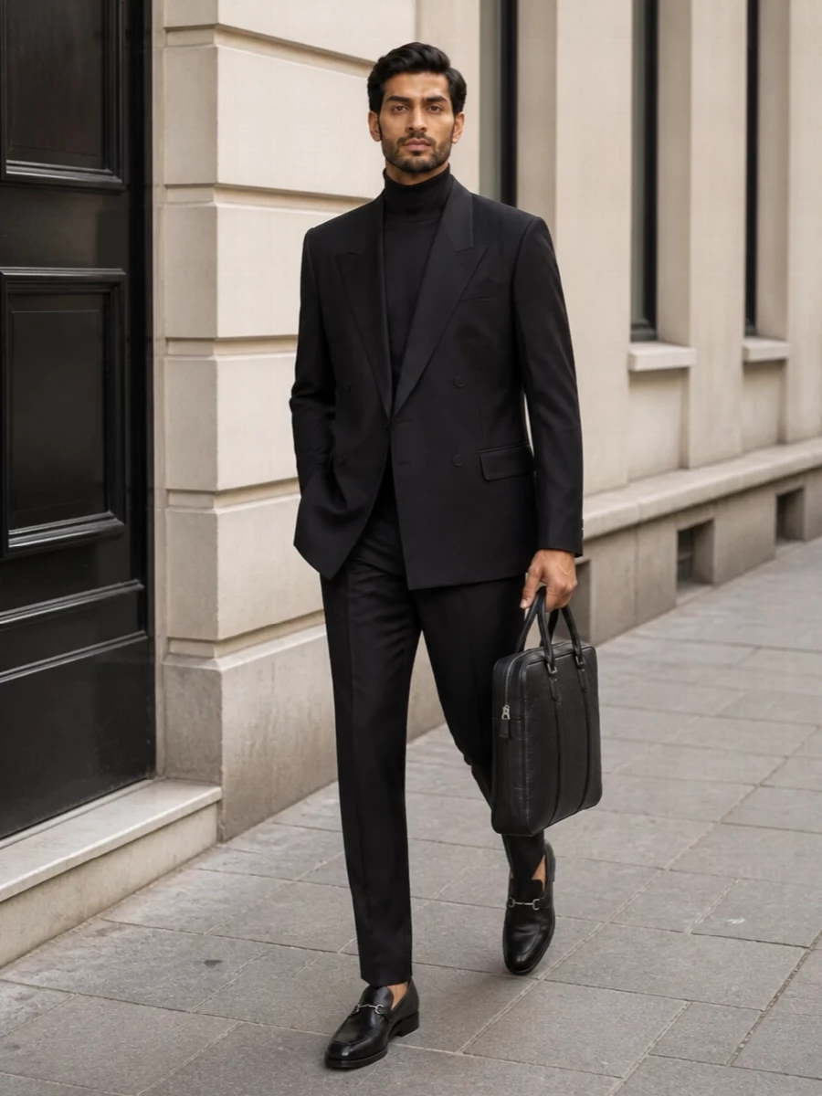 Gucci double breasted blazer black evening outfit