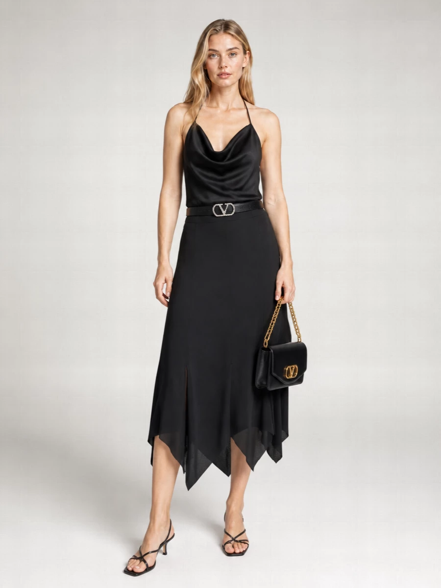 Valentino Garavani Silk Asymmetric Midi Skirt