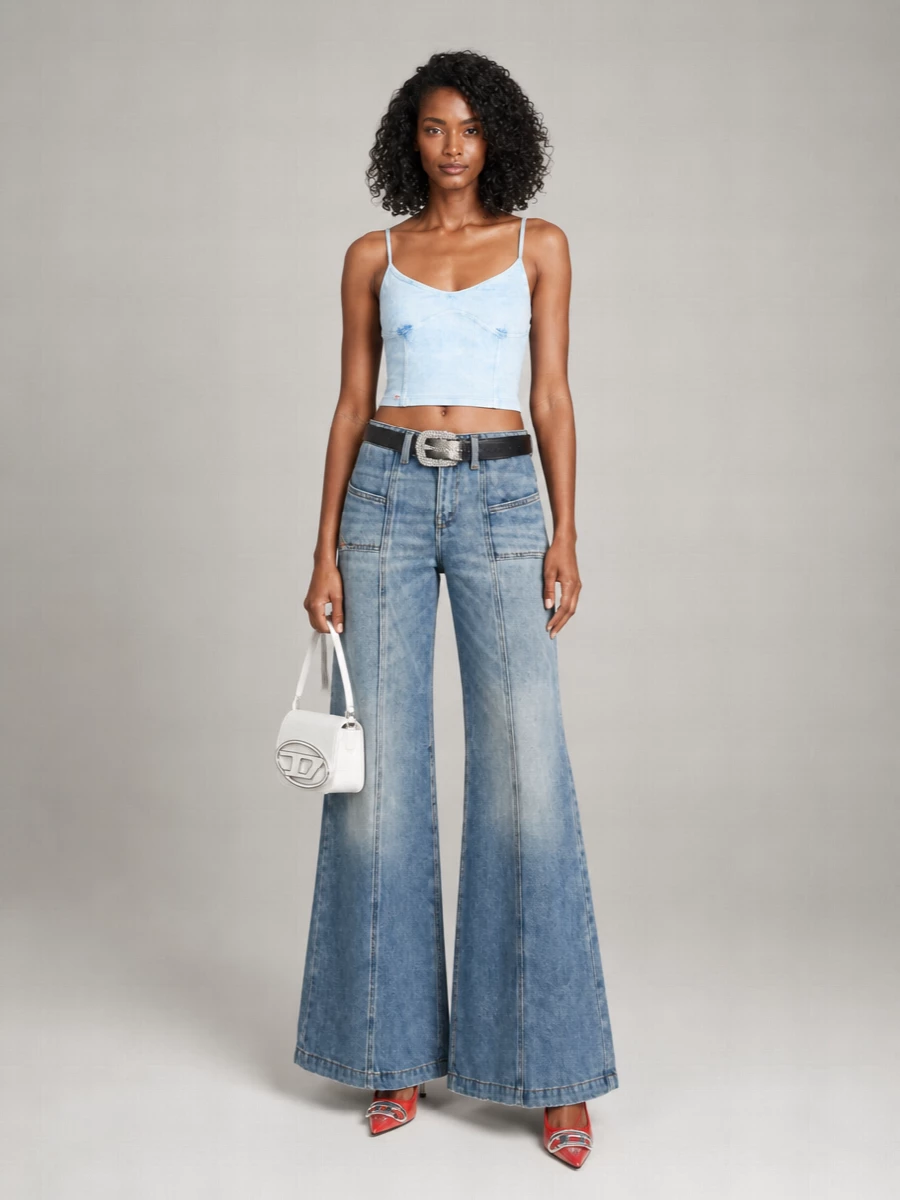 Diesel Crystal Embellished Leather Belt