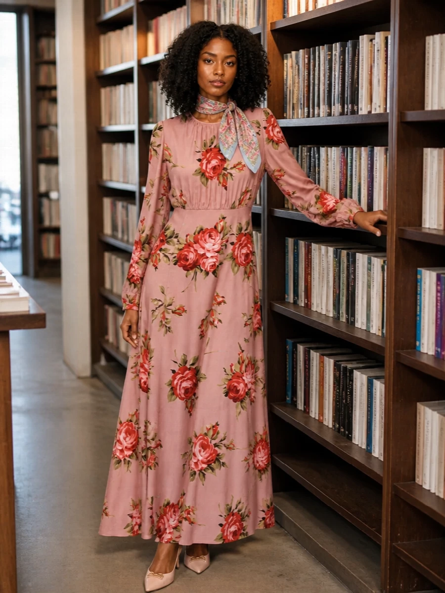 Dolce gabbana floral maxi dress blush accessories