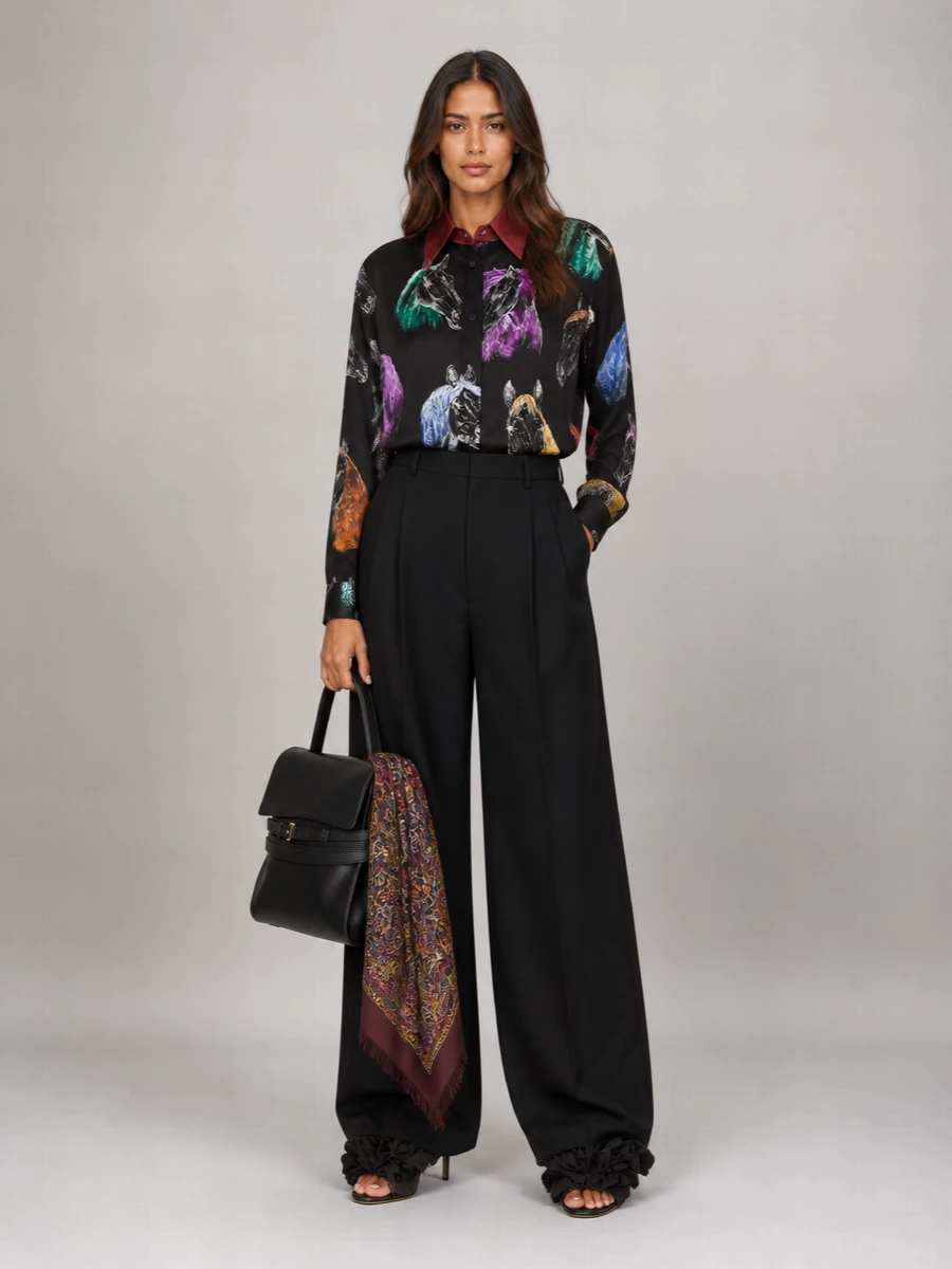 Magda Butrym Silk Satin Floral Appliqué Mules