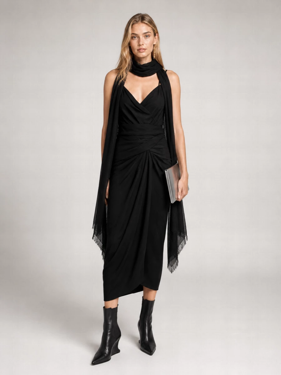 Rick Owens Draped Midi Dress