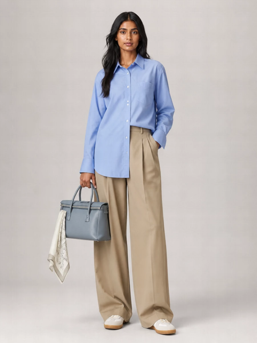 Ami Paris Cotton Long-Sleeve Asymmetric Midi Shirt Dress