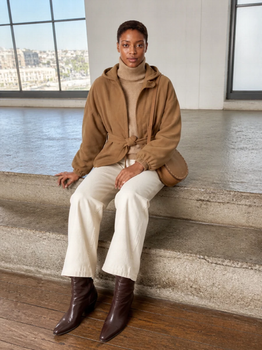Isabel marant camel jacket wide leg pants outfit