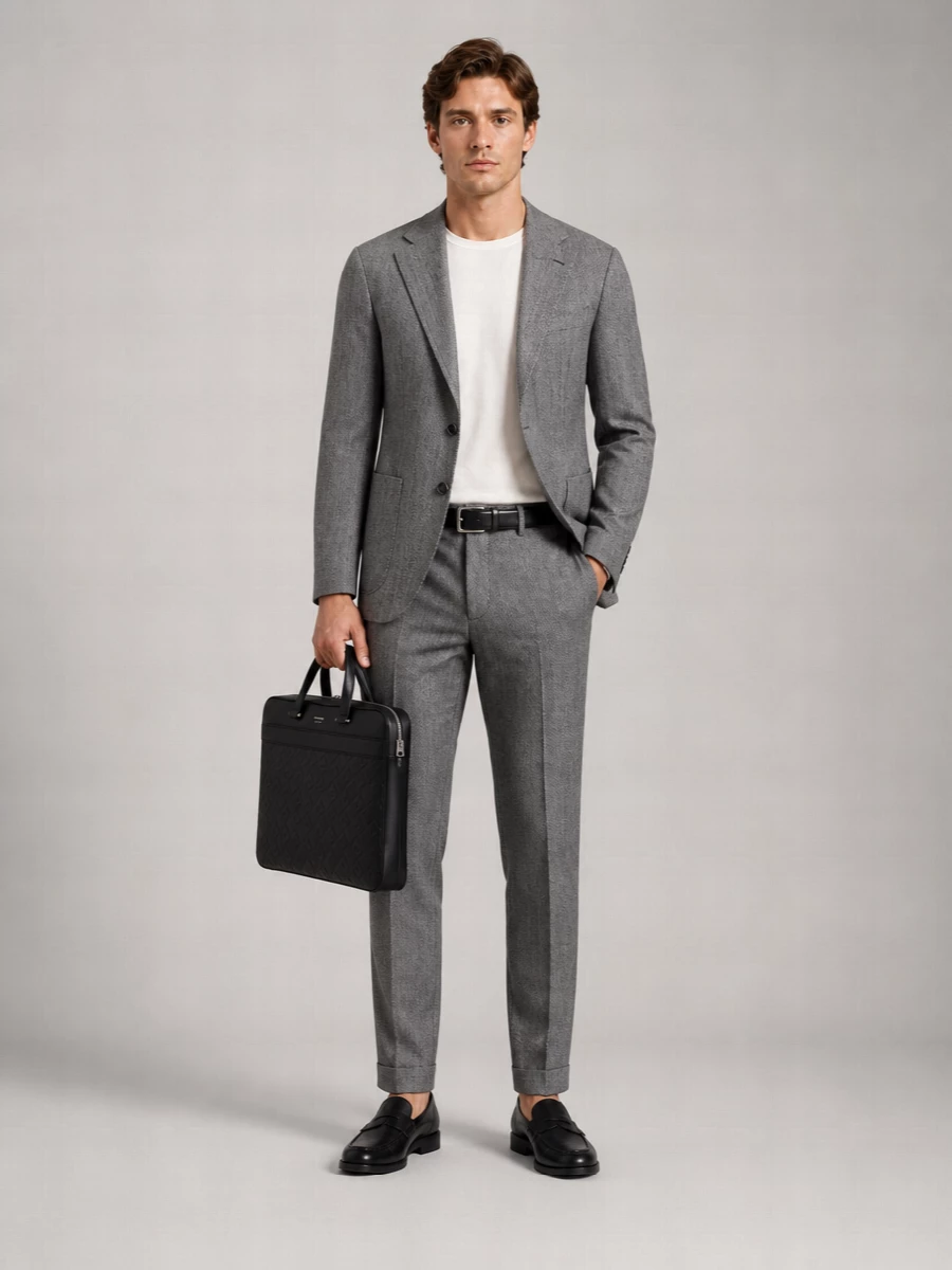 Pt Torino Virgin Wool Melange Mid-Rise Tailored Trousers