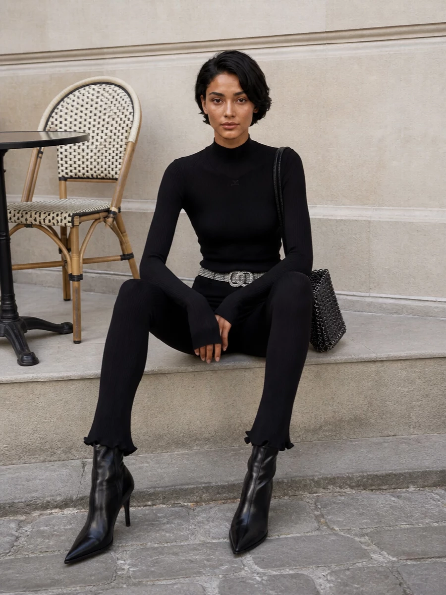 Paco rabanne flared knit pants courreges top
