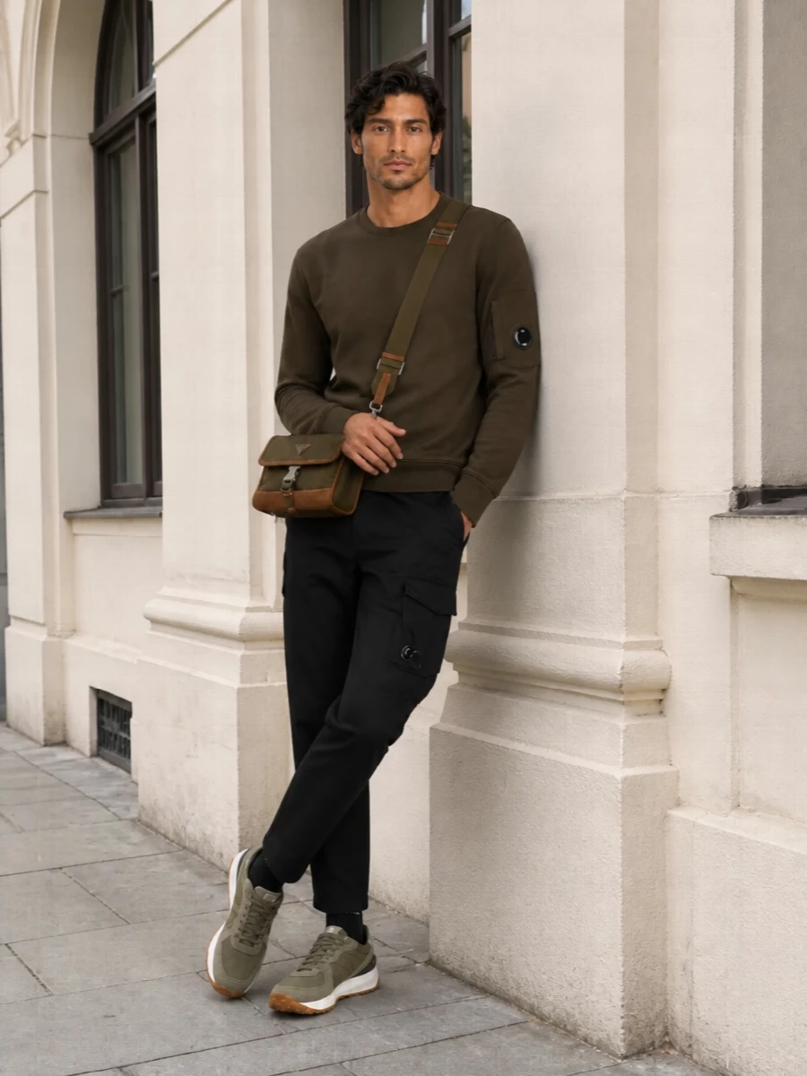 Cp company sweatshirt black cargos moncler sneakers
