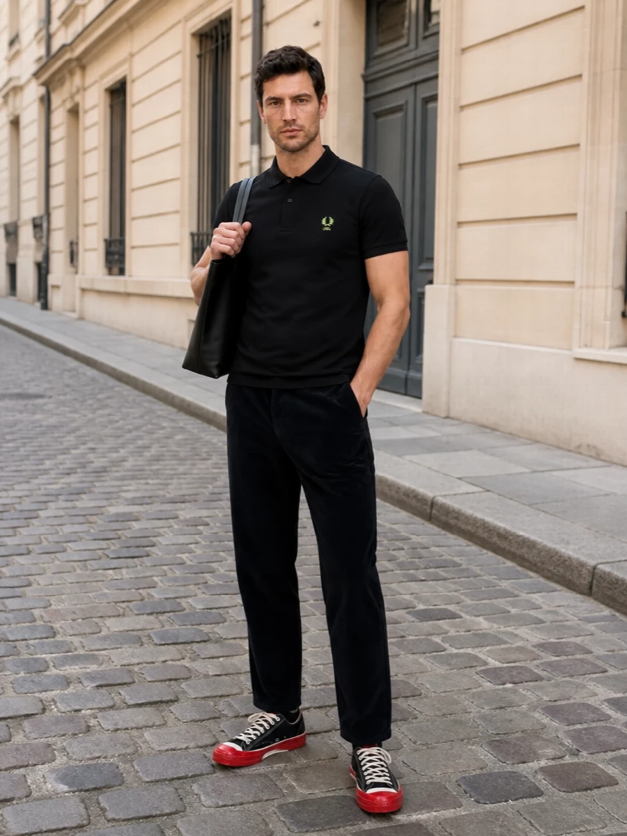 Comme des garcons polo cord trousers sneakers