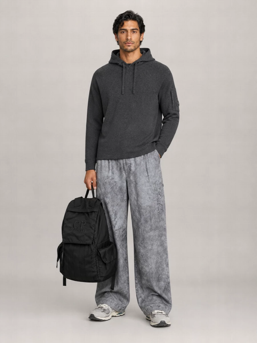 C.p. Company Crinkled Wide-Leg Cargo Trousers