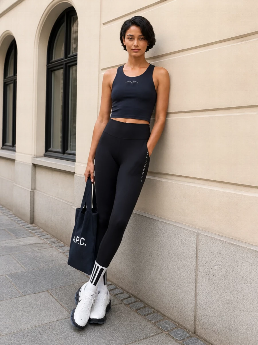Anine bing sport tank black leggings nike runners