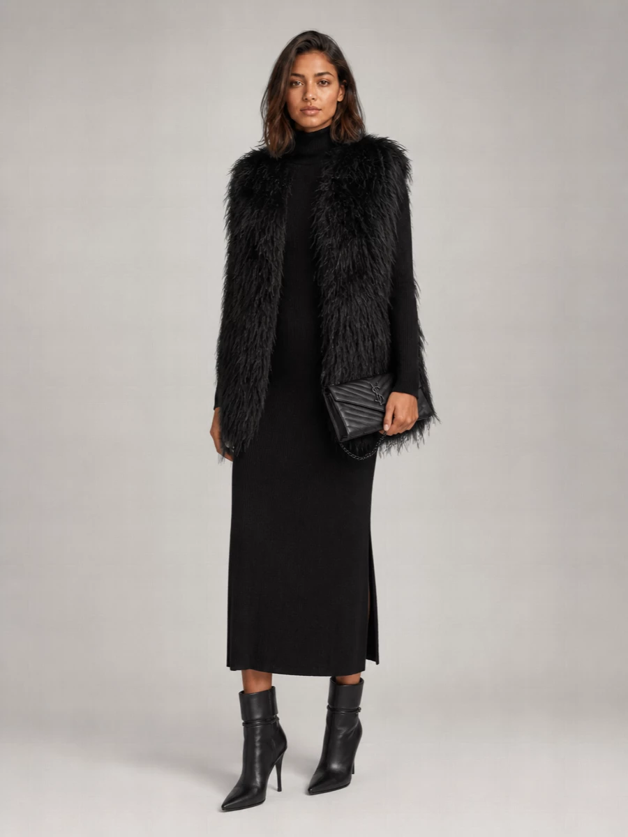 Yves Salomon Feather Quilted Caban Coat