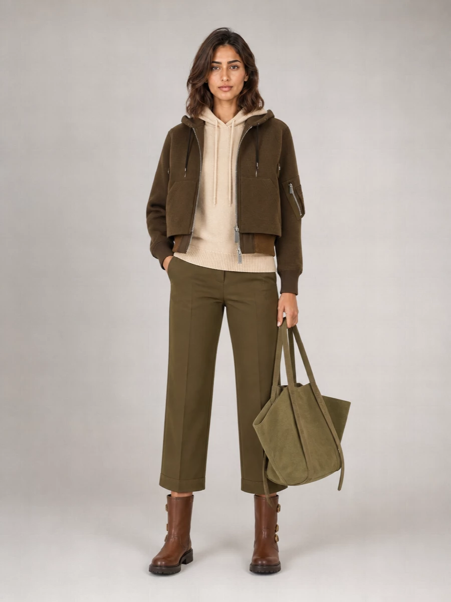 Sacai Ribbed Hooded Bomber Jacket