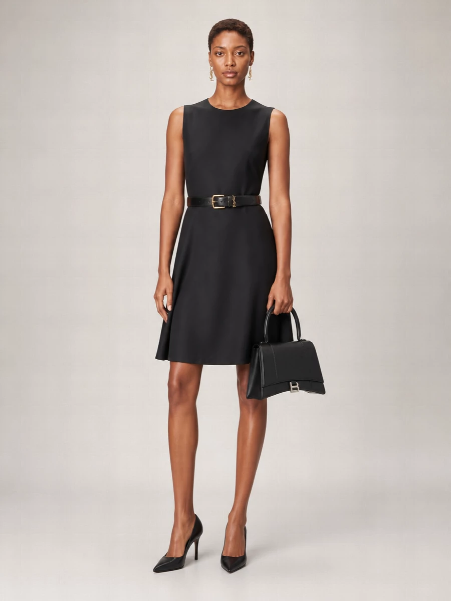 Balenciaga Wool A-Line Knee-Length Dress