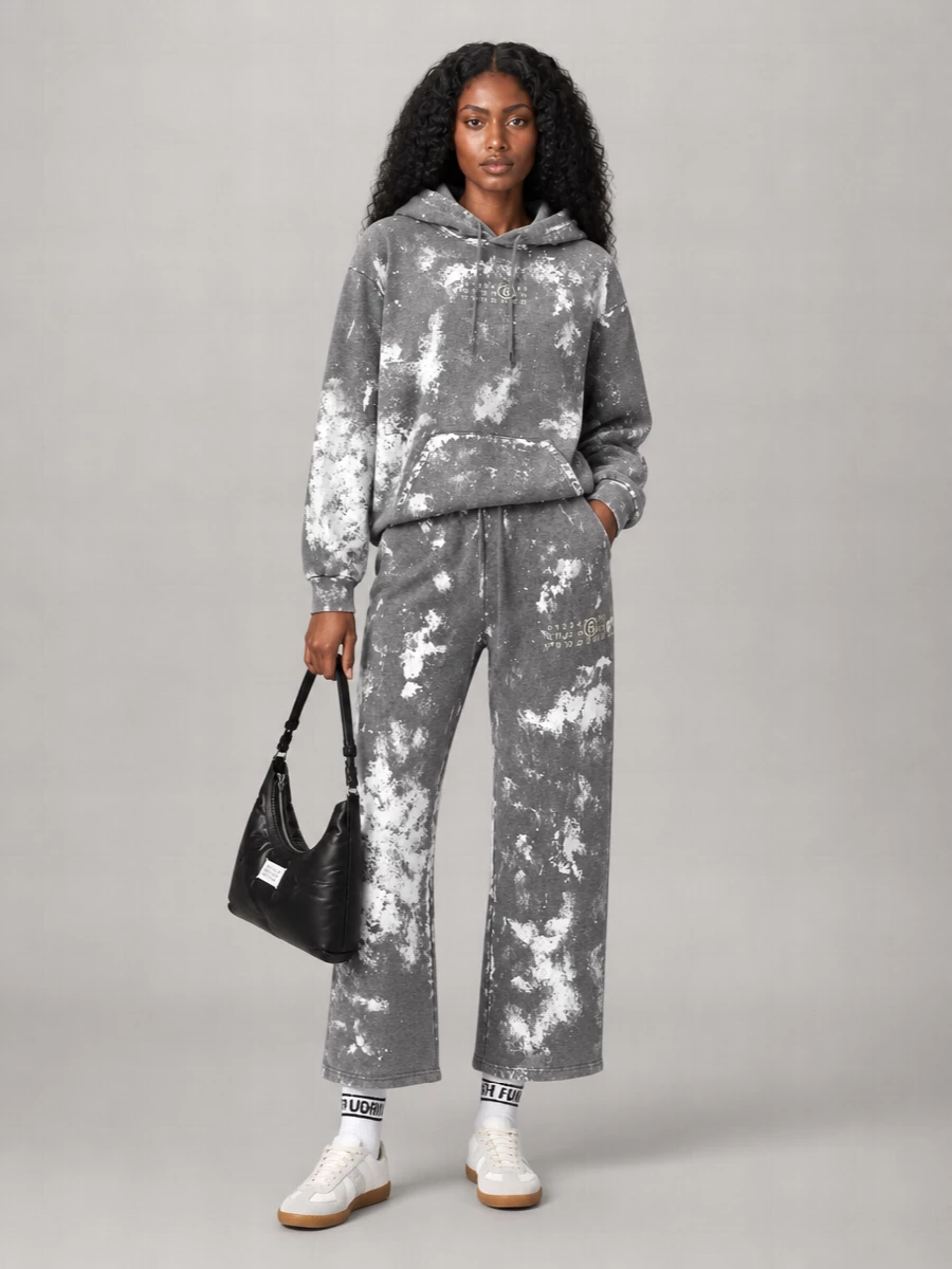 Mm6 Maison Margiela Cropped Printed Cotton Hoodie