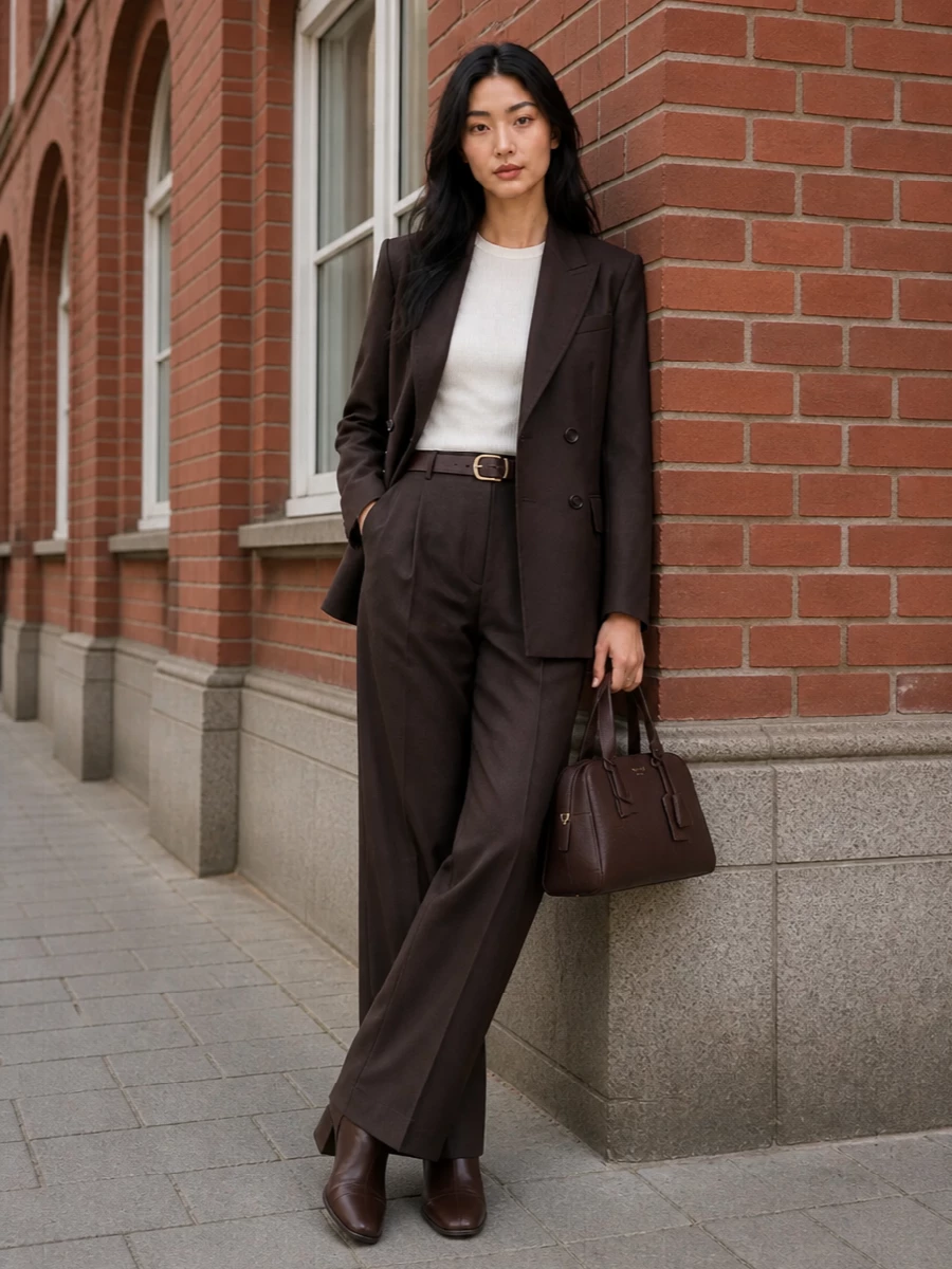 Max mara brown trouser suit margiela boots