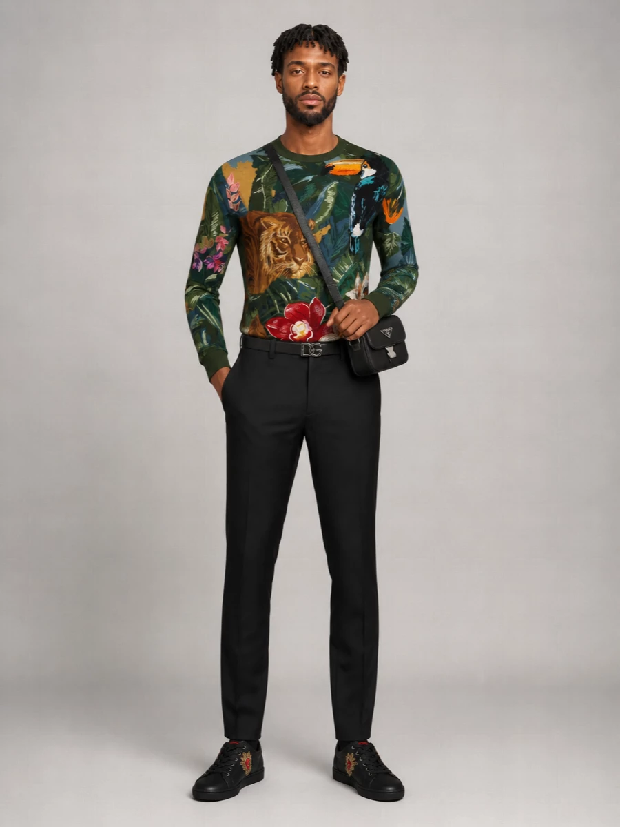 Dolce&Gabbana Wool Silk Printed Sweater