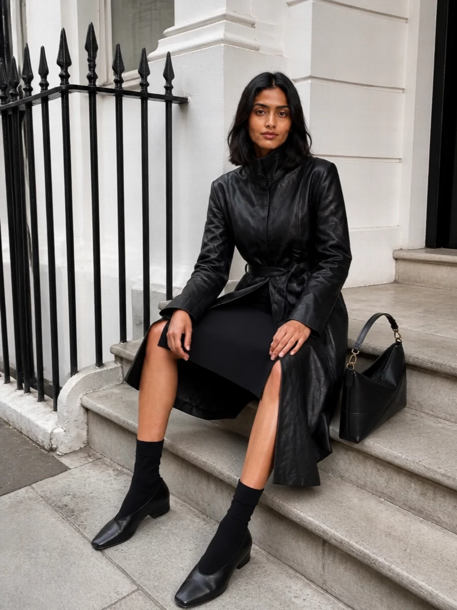 Our legacy leather coat black sheath dress