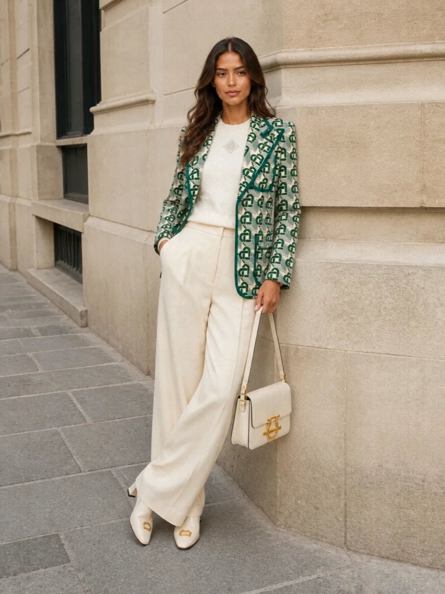 Casablanca blazer wide leg trousers outfit