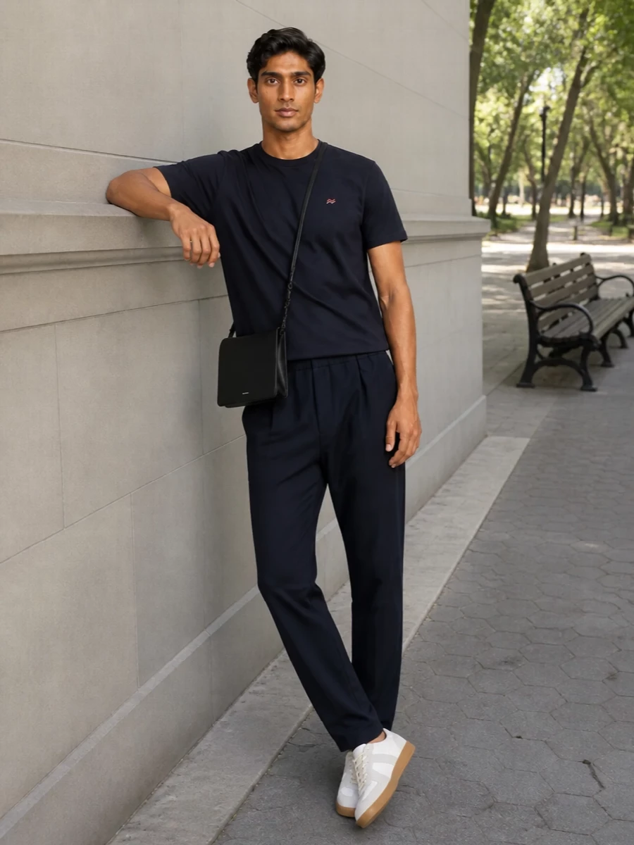 Missoni navy tee marni trouser margiela sneakers