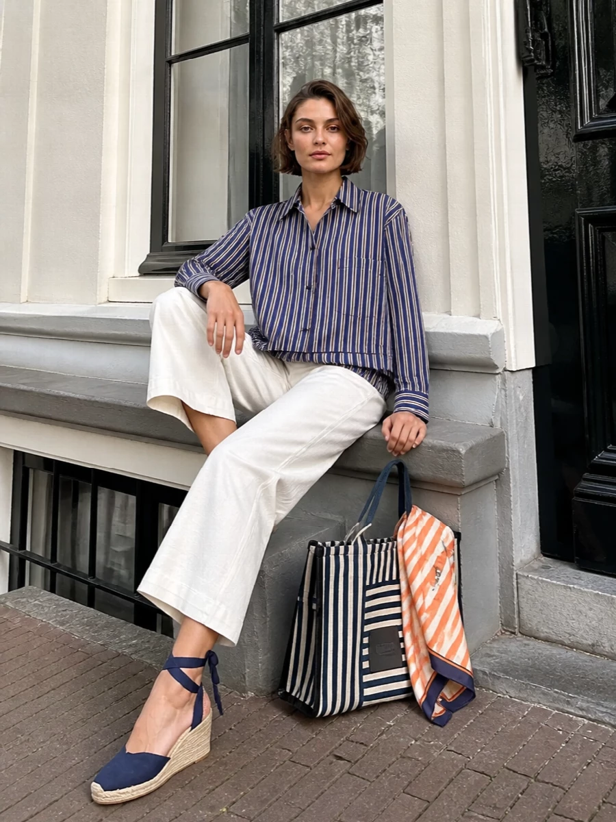 Andamane striped shirt ralph lauren ivory trousers