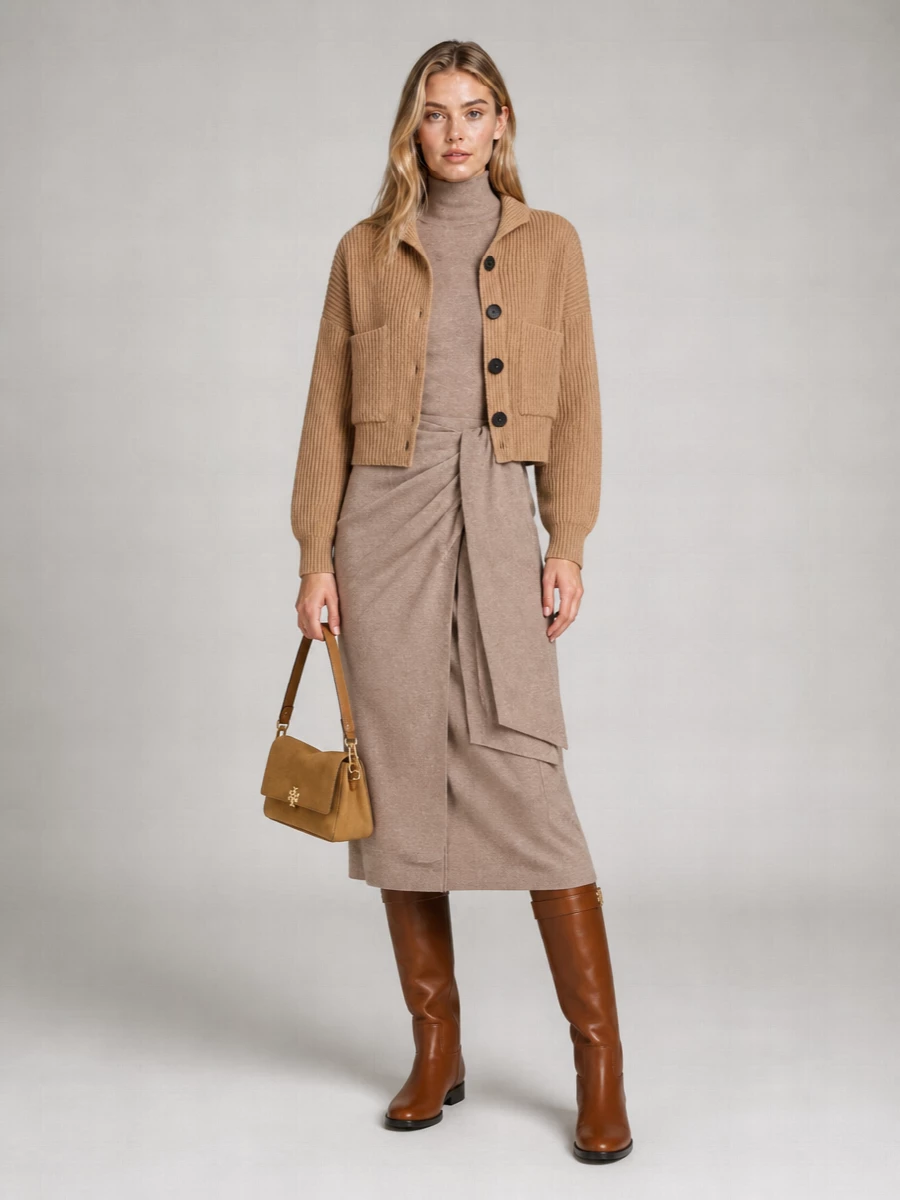 Tory Burch wool cropped wide-sleeve cardigan