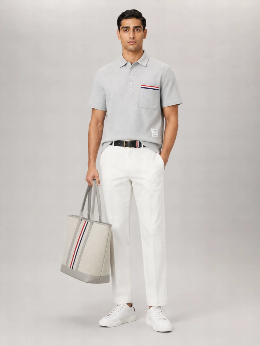 Thom Browne Textured Short-Sleeve Polo Shirt