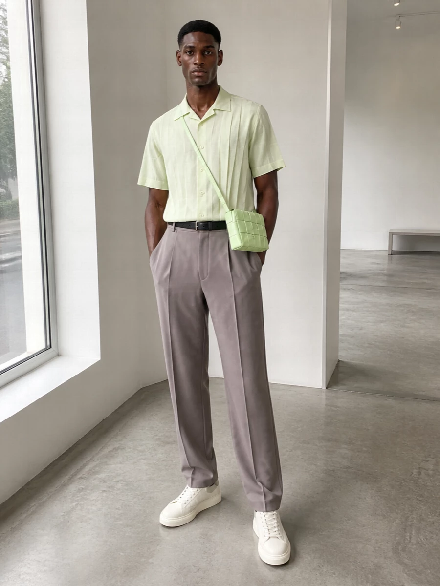 Dries van noten trousers pistachio pleated shirt