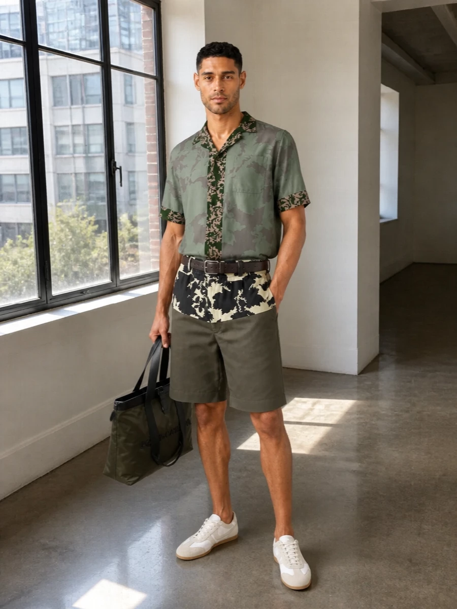 Dries van noten floral shorts camp shirt outfit