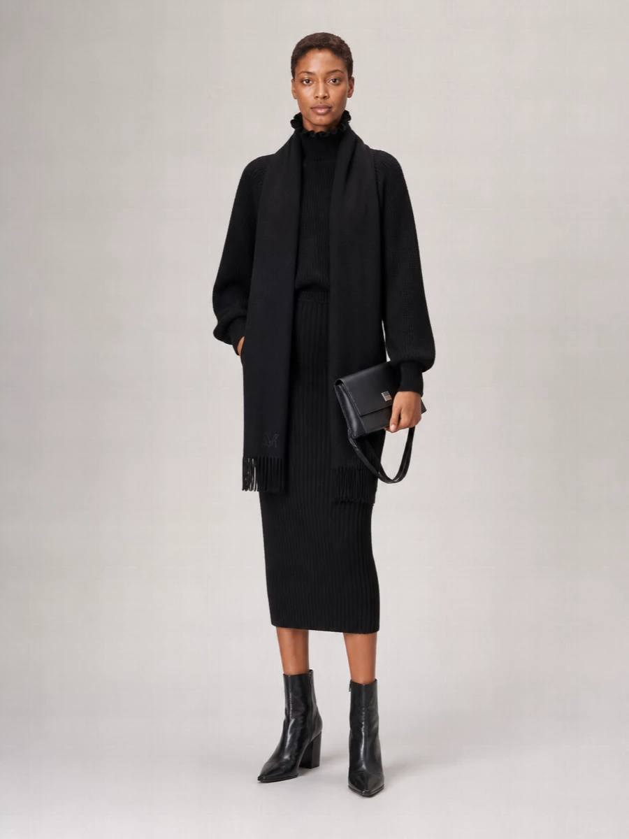 Max Mara Cashmere Wool High Neck Puff Sleeve Sweater