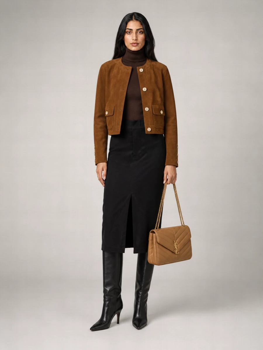 Saint Laurent Suede Leather Single Breasted Jacket
