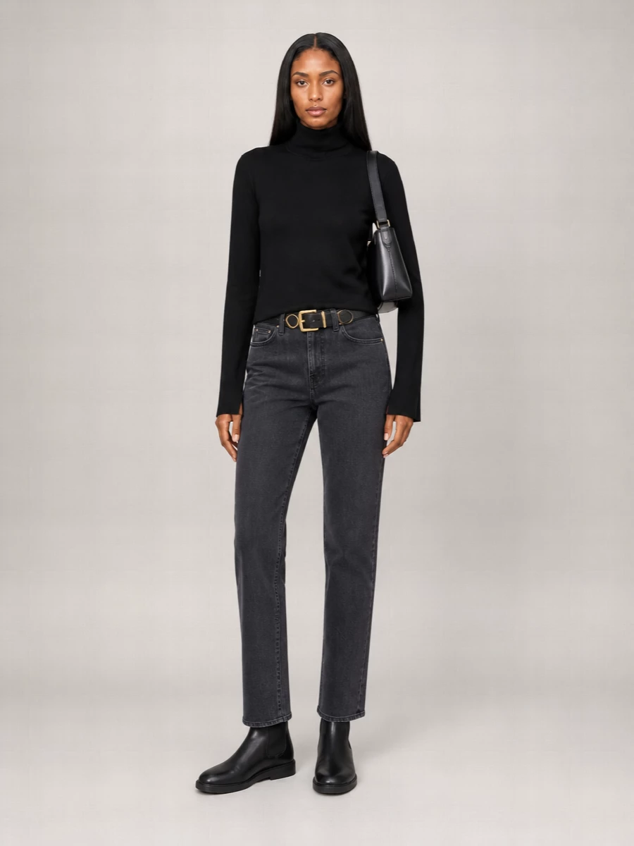 Totême Organic Cotton High-Rise Cropped Straight-Leg Jeans